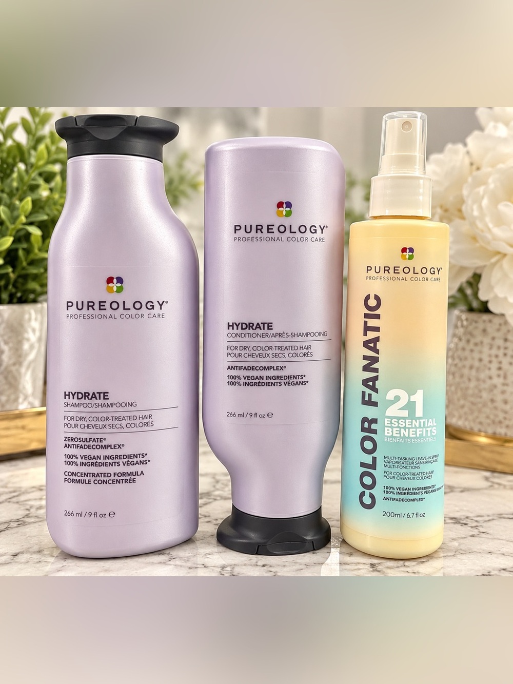 Pureology Hydrate Shampoo + Conditioner + Color Fanatic 21 Essential Benefits!
